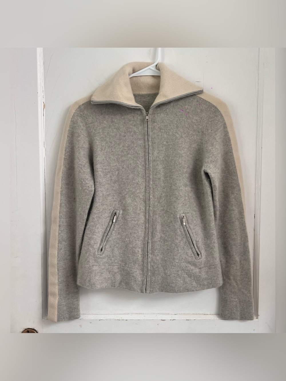 Banana Republic full-zip contrast trim CASHMERE cardigan sweater Size S